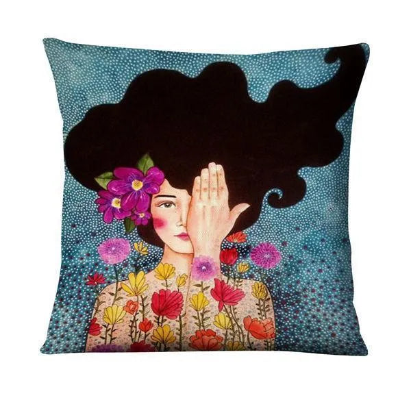 Home Daily Character Painted Linen Pillowcase - Bellarte Enchanté Home Daily Character Painted Linen Pillowcase